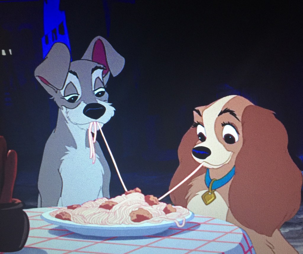Moments after this scene, Lady and Tramp will throw up all that Spaghetti as their dog stomachs are not made to handle that many carbohydrates at once.